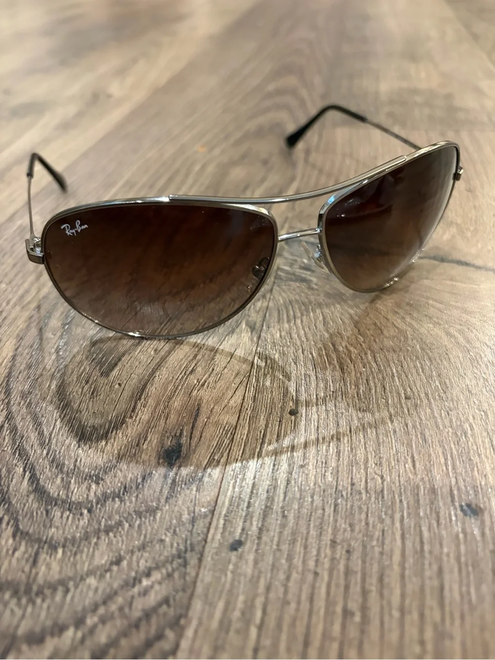 RAY-BAN Arista Gunmetal Frames Graduated Brown Lenses Aviator Sunglasses